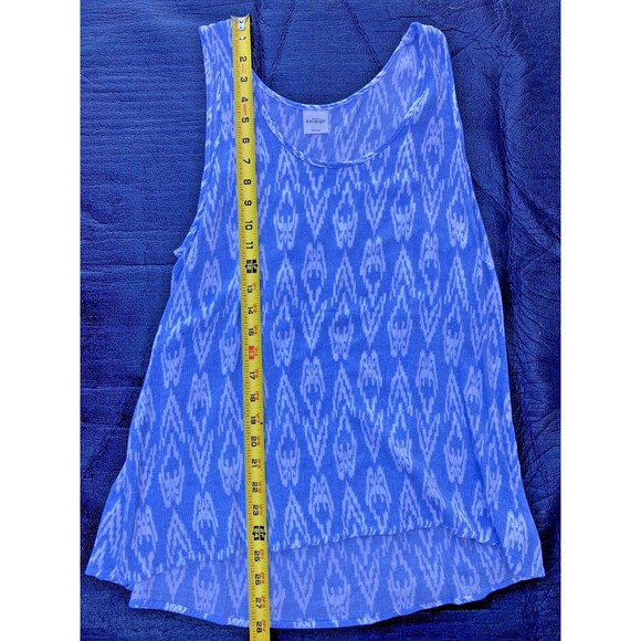 Stitch Fix Women's Kaileigh Tank Top Large Sleeveless Blue High Low Semi-Sheer - Picture 6 of 8